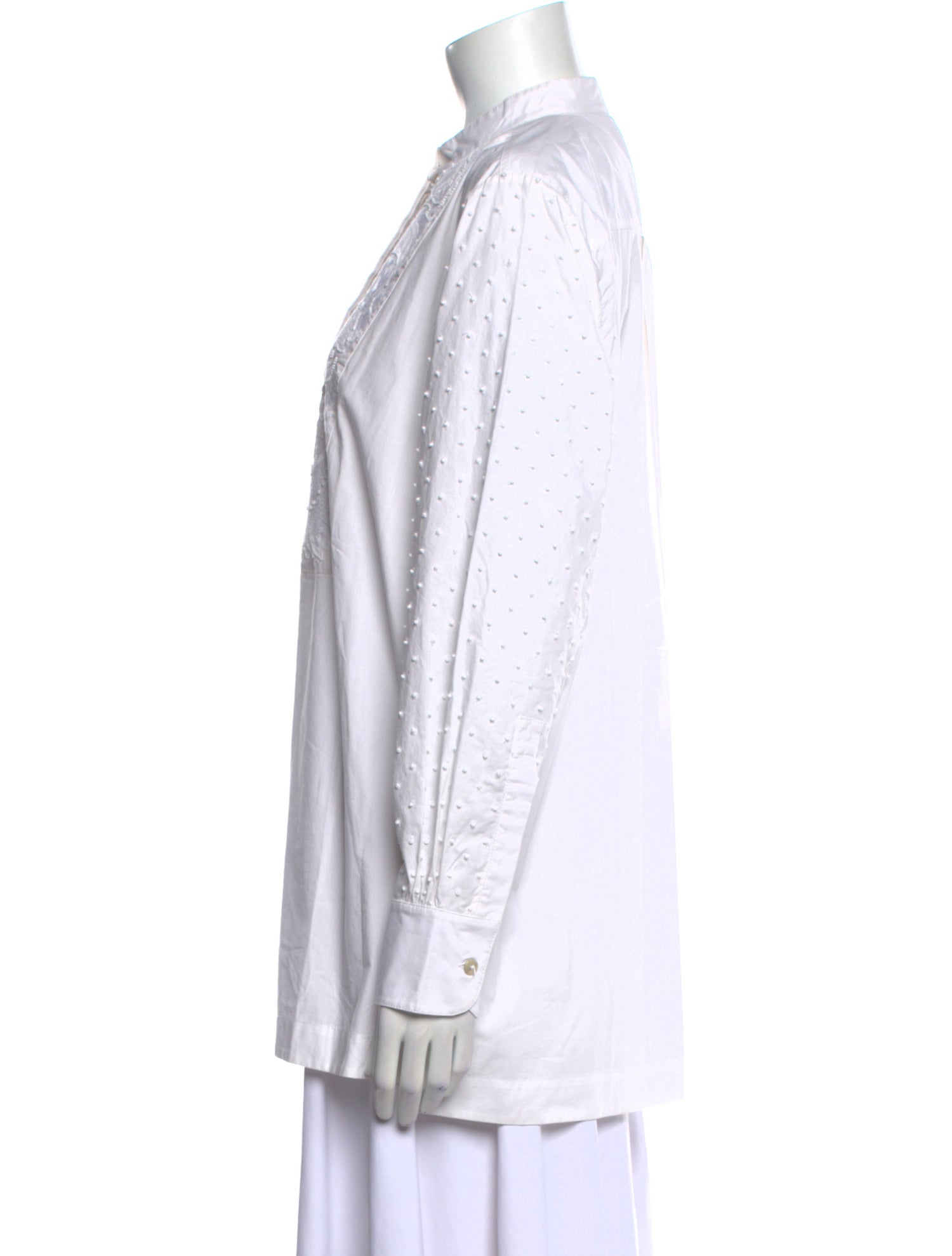 Figue Mock Neck Long Sleeve Button-Up Top